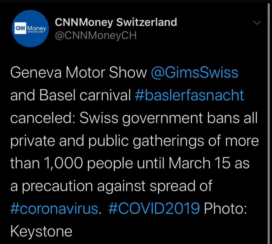 突發(fā)！受疫情影響2020日內(nèi)瓦車展取消