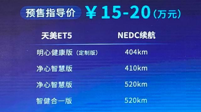 天美ET5正式發(fā)布 預(yù)售價(jià)15.00-20.00萬
