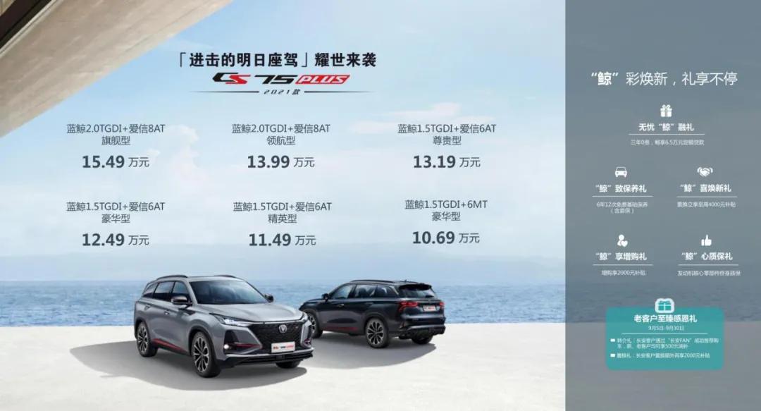 高能低耗 長安CS75PLUS售價10.69萬起