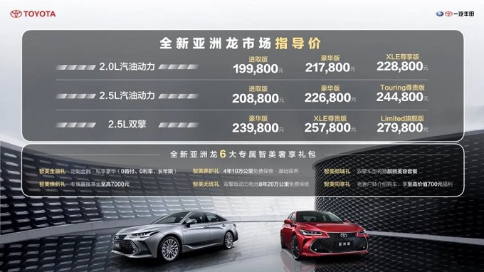 提供3款動(dòng)力 一汽豐田亞洲龍19.98萬(wàn)起售