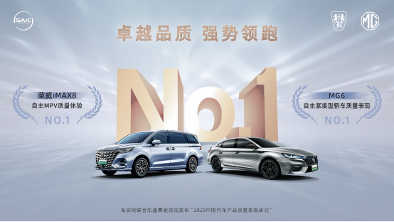 上汽乘用車榮威iMAX8、MG6斬獲“2023中國(guó)汽車產(chǎn)品質(zhì)量表現(xiàn)研究（AQR）”兩大組別冠軍！