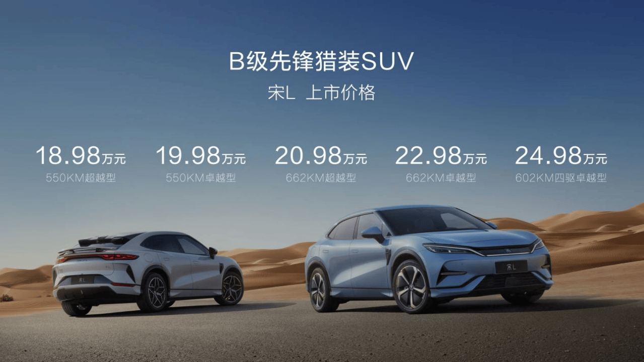 最美B級先鋒獵裝SUV宋L上市 售18.98萬起